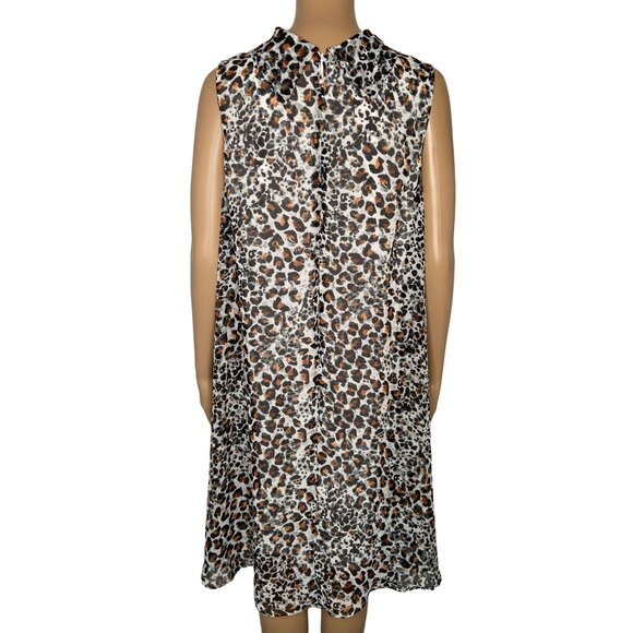 Sharagano NWT Leopard Print Mockneck Chiffon A-Line Dress Size 14 - Picture 2 of 9